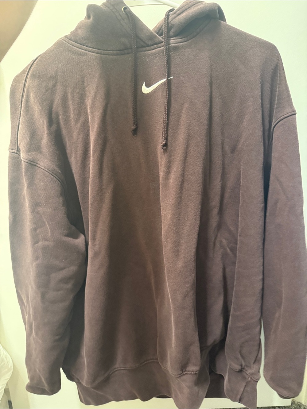Nike Brown Pullover Hoodie with White Swoosh